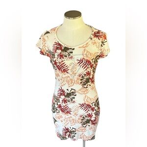 Guess  Floral T-Shirt Dress with Rhinestones on Front Size L